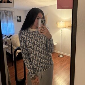 Dior Two-Tone Knit Sweater in Navy and Cream